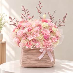 Giỏ Hoa Nến Thơm Hương Sắc Yêu Thương - 35 Bông Hồng Vàng Trắng