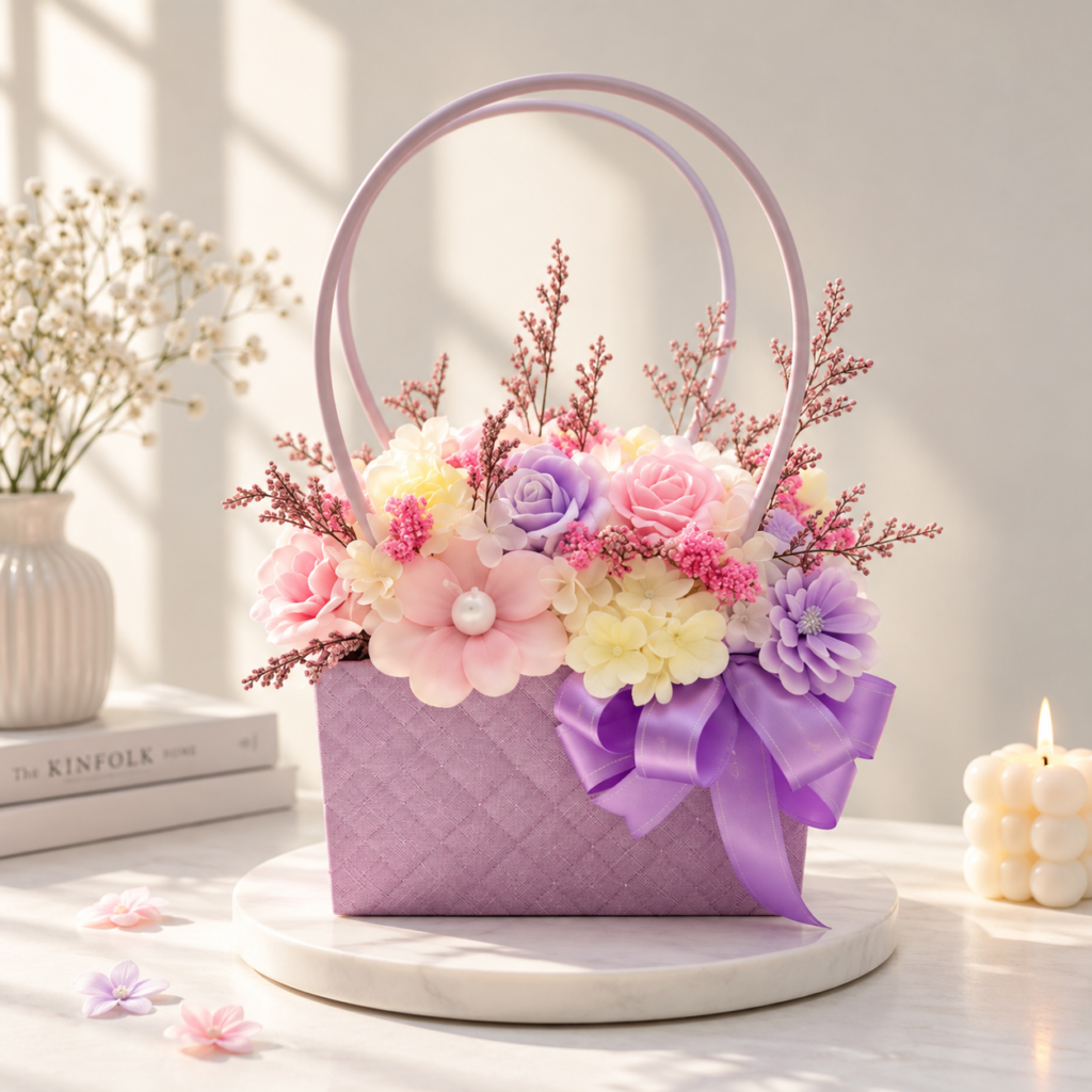 Giỏ Hoa Nến Thơm 20 Bông - Tím - Ngọt Ngào